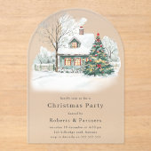 Cozy Christmas Holiday or Christmas Party アクリル招待状 (正面)