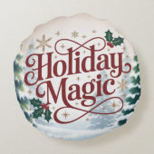 Cozy Christmas Kids Pillow | Cute Holiday Decor ラウンドクッション (裏面)