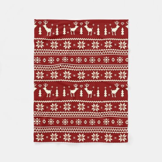 Cozy Christmas Knit Pattern Blanket フリースブランケット (正面)