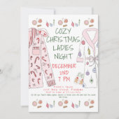 Cozy Christmas Ladies Night Party Festive Pajamas 招待状 (正面)