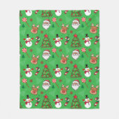 Cozy Christmas Magic– Santa, Reindeer & Snowflakes フリースブランケット (正面)