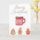 Cozy Christmas Mug & Gingerbread Biscuits カード (黄色い花)