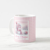 Cozy Christmas Mug Pink Snowman Winter Forest Kids コーヒーマグカップ (正面左)
