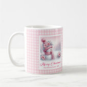 Cozy Christmas Mug Pink Snowman Winter Forest Kids コーヒーマグカップ (左)