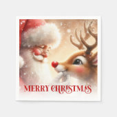 Cozy Christmas Napkins Cute Santa Claus Rudolph  スタンダードカクテルナプキン (正面)