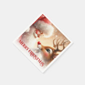 Cozy Christmas Napkins Cute Santa Claus Rudolph  スタンダードカクテルナプキン (角)