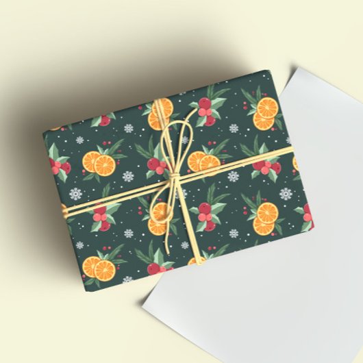 Cozy Christmas Oranges Wrapping Paper ラッピングペーパー