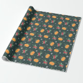Cozy Christmas Oranges Wrapping Paper ラッピングペーパー (アンロールド)