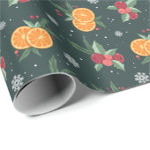 Cozy Christmas Oranges Wrapping Paper ラッピングペーパー (ロールコーナー)