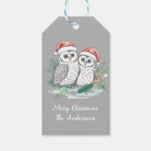 Cozy Christmas Owls Gift Tag