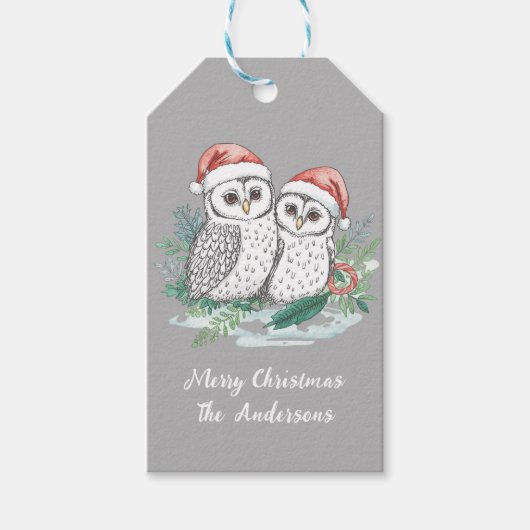 Cozy Christmas Owls Gift Tag ギフトタグ (正面)
