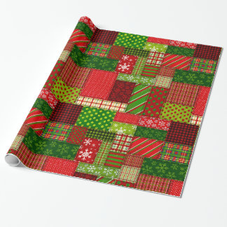 Cozy Christmas Patchwork Quilt Wrapping Paper  ラッピングペーパー