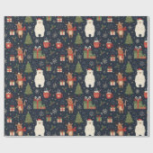 Cozy Christmas Pattern Reindeer Polar Bear Wrap ラッピングペーパー (フラット)