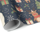 Cozy Christmas Pattern Reindeer Polar Bear Wrap ラッピングペーパー (ロールコーナー)