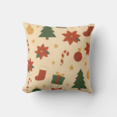 Cozy Christmas Pattern with Gifts and Trees クッション (正面)