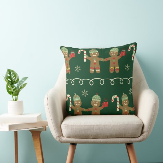 Cozy Christmas Pillow with Candy Canes & Cocoa クッション (椅子)