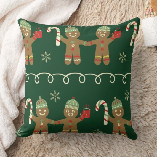 Cozy Christmas Pillow with Candy Canes & Cocoa クッション (ブランケット)
