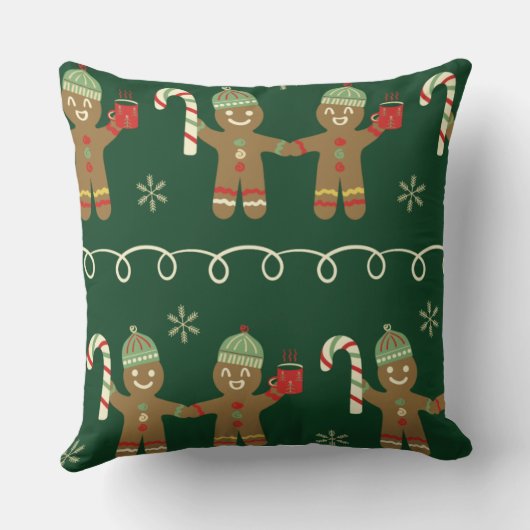 Cozy Christmas Pillow with Candy Canes & Cocoa クッション (裏面)