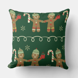 Cozy Christmas Pillow with Candy Canes & Cocoa クッション