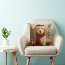 Cozy Christmas Puppy Throw Pillow クッション