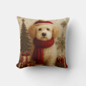 Cozy Christmas Puppy Throw Pillow クッション (正面)