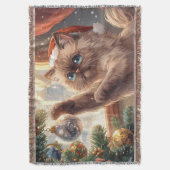“Cozy Christmas Ragdoll Cat” Cute Ragdoll Cat スローブランケット (正面縦)