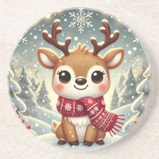 Cozy Christmas Reindeer in a Winter Wonderland コースター