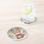 Cozy Christmas Reindeer in a Winter Wonderland コースター (側面)