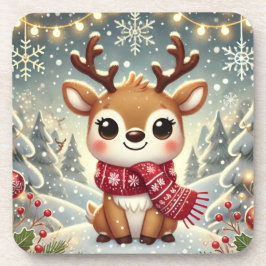 Cozy Christmas Reindeer in a Winter Wonderland コースター