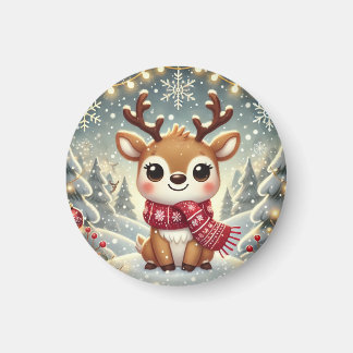 Cozy Christmas Reindeer in a Winter Wonderland マグネット