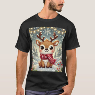 Cozy Christmas Reindeer in a Winter Wonderland Tシャツ