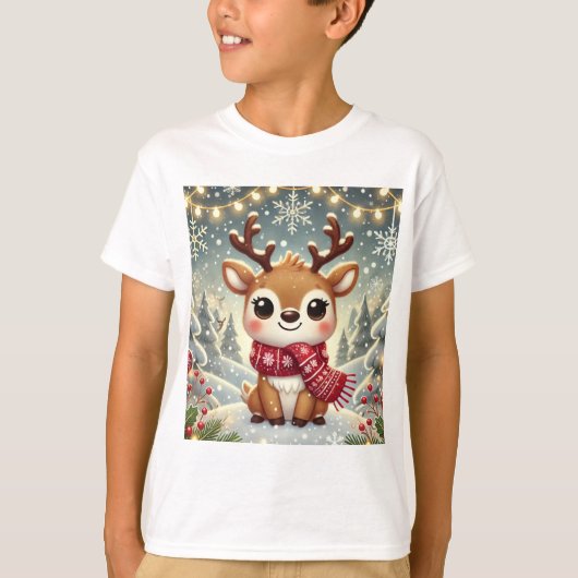 Cozy Christmas Reindeer in a Winter Wonderland Tシャツ (正面)