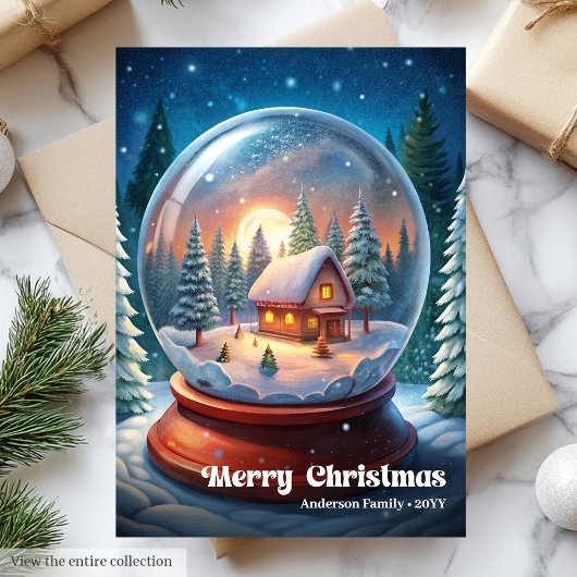 Cozy Christmas scene rustic pine holiday greeting シーズンカード