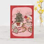 Cozy Christmas Scene Watercolor Holiday Card カード (黄色い花)