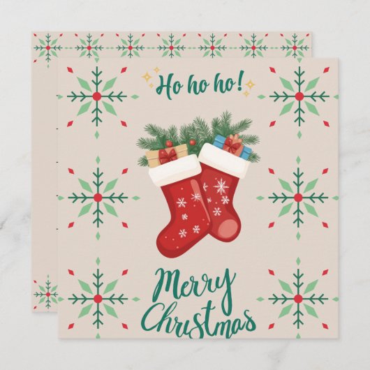 Cozy Christmas Stockings Card – Festive Holiday Gr (正面/裏面)