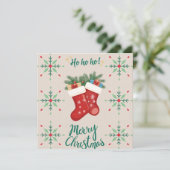 Cozy Christmas Stockings Card – Festive Holiday Gr (スタンド正面)