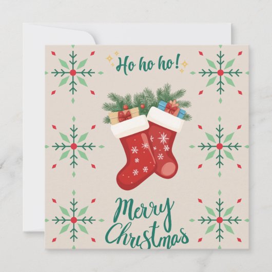 Cozy Christmas Stockings Card – Festive Holiday Gr (正面)