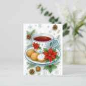 Cozy Christmas Tea & Cookies Holiday Postcard シーズンポストカード (スタンド正面)