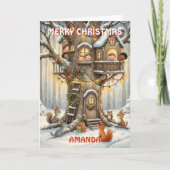Cozy Christmas Treehouse Kids Card シーズンカード (正面)