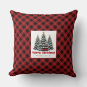 Cozy Christmas Trees Plaid Personalized Pillow クッション (正面)