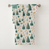 Cozy Christmas trees red green holiday bath towel バスタオルセット (インサイチュ)