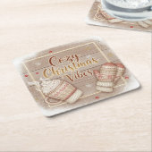 Cozy Christmas Vibes Decorative Pillow スクエアペーパーコースター (アングル)