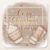 Cozy Christmas Vibes Decorative Pillow スクエアペーパーコースター (正面)