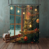 Cozy Christmas Window Shower Curtain シャワーカーテン