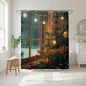 Cozy Christmas Window Shower Curtain シャワーカーテン