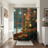 Cozy Christmas Window Shower Curtain シャワーカーテン
