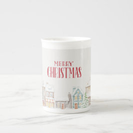 Cozy Christmas Winter Homes ボーンチャイナマグカップ
