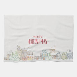 Cozy Christmas Winter Homes Tea Towel キッチンタオル