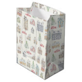 Cozy Christmas Winter Homes Wrapping Paper ミディアムペーパーバッグ (正面アングル)