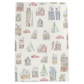 Cozy Christmas Winter Homes Wrapping Paper ミディアムペーパーバッグ (裏面)